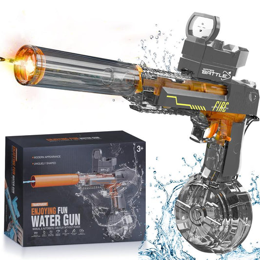 Electric Water Blaster with LED Lights, Water Shooter Powerful Squirt Water Pistol for Kids/Aldults, Long Range Shoot Reach 26-35Ft, High Powered IP67 Waterproof for Summer, Outdoor,Party,Birthday Gift， Swimming Pools