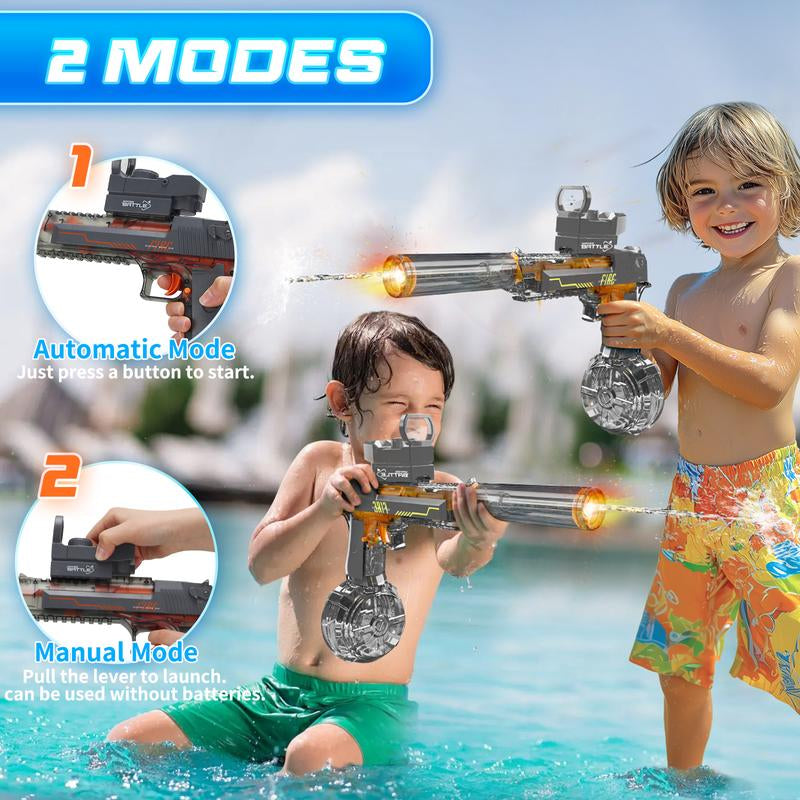 Electric Water Blaster with LED Lights, Water Shooter Powerful Squirt Water Pistol for Kids/Aldults, Long Range Shoot Reach 26-35Ft, High Powered IP67 Waterproof for Summer, Outdoor,Party,Birthday Gift， Swimming Pools