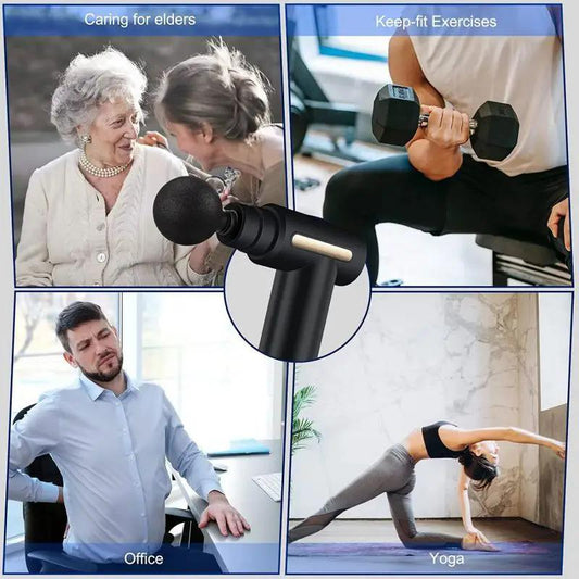 Experience Ultimate Relaxation with the Professional Deep Tissue Black Massage Gun - 4 Interchangeable Heads for Targeted Muscle Relief and Pain Management